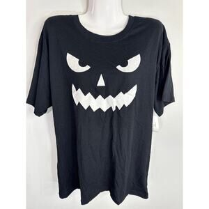 10Threads Women's Halloween Pumpkin Cotton Blend T Shirt Black White LARGE NWT